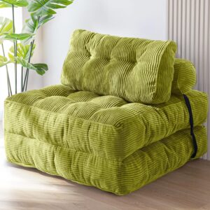 Folding Sofa Bed, Convertible Sleeper Chair with Pilow Foldable Matress, Portable Fold Out Chair Bed Comfy Floor Sofa Lounge for Living Room Bedroom