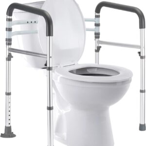 FSA/HSA Eligible Toilet Safety Rails, Adjustable Toilet Frame for Elderly, Seniors, Handicap & Disabled, Foldable Handicap Toilet Handles Fit Any Toilets (300 LB)