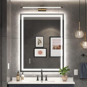 24x32 Inch Led Mirror for Bathroom with Front Light and Backlit, Dimmable Anti Fog Wall Bathroom Mirror with Led Lights, Water Proof, Decor Vanity Mirror